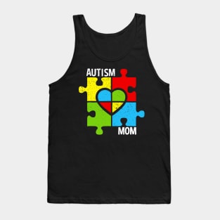 Autism Mom Shirt Puzzle And Heart Tank Top